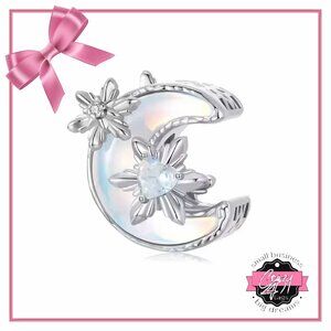 Silver Opalescent Moon Charm